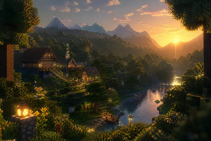 The survival world at sunset